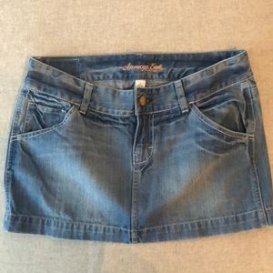 American Eagle light wash denim mini skirt